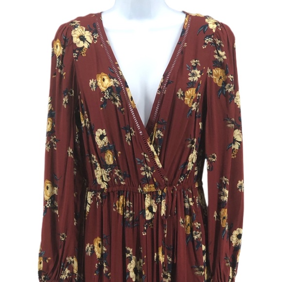 Xhilaration Long Sleeve Floral Print Jumpsuit, S - Picture 2 of 6